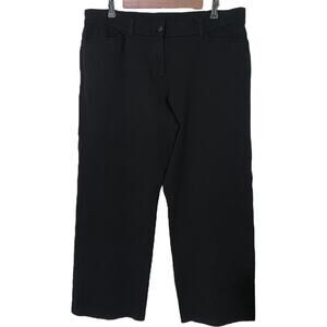 Eileen Fisher Wide Leg Stretch Pants L Black Minimalist Classic Capsule Wardrobe
